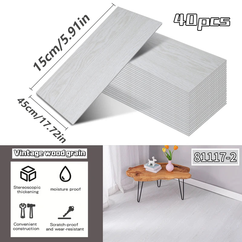 NINETAI 40 pieces of luxury wood-grain vinyl base panels, self-adhesive waterproof peel-off tiles, 17.8 inches x5.9 inches