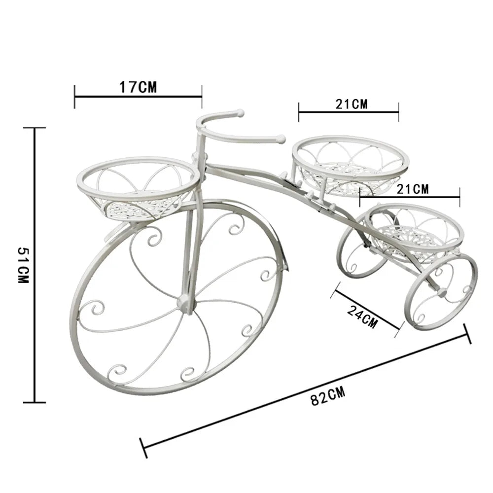 Bymaocar 3 Tier Iron Plant Stand Bicycle Design Indoor Outdoor
