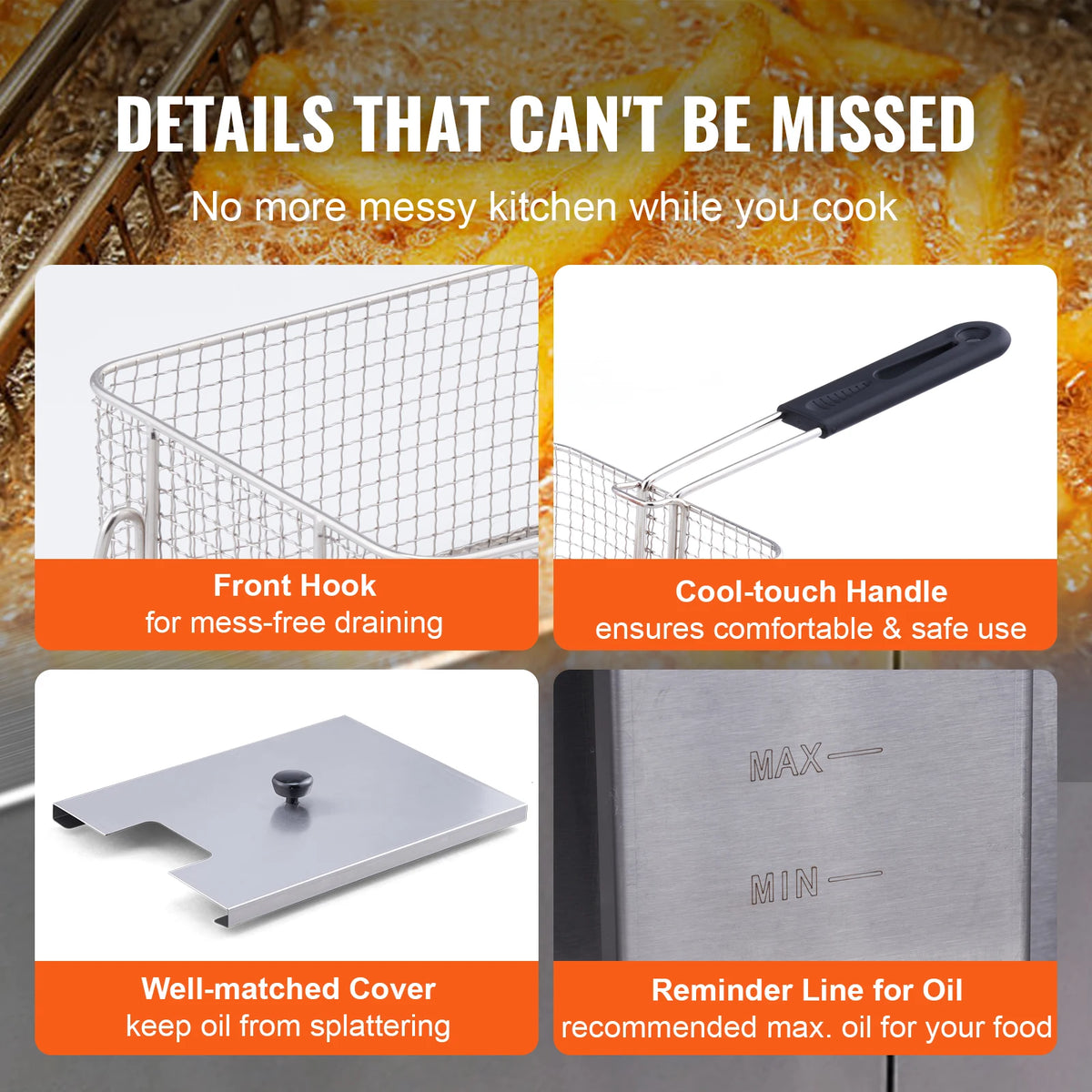 SucceBuy Electric Deep Fryer With Dual Removable Tanks
