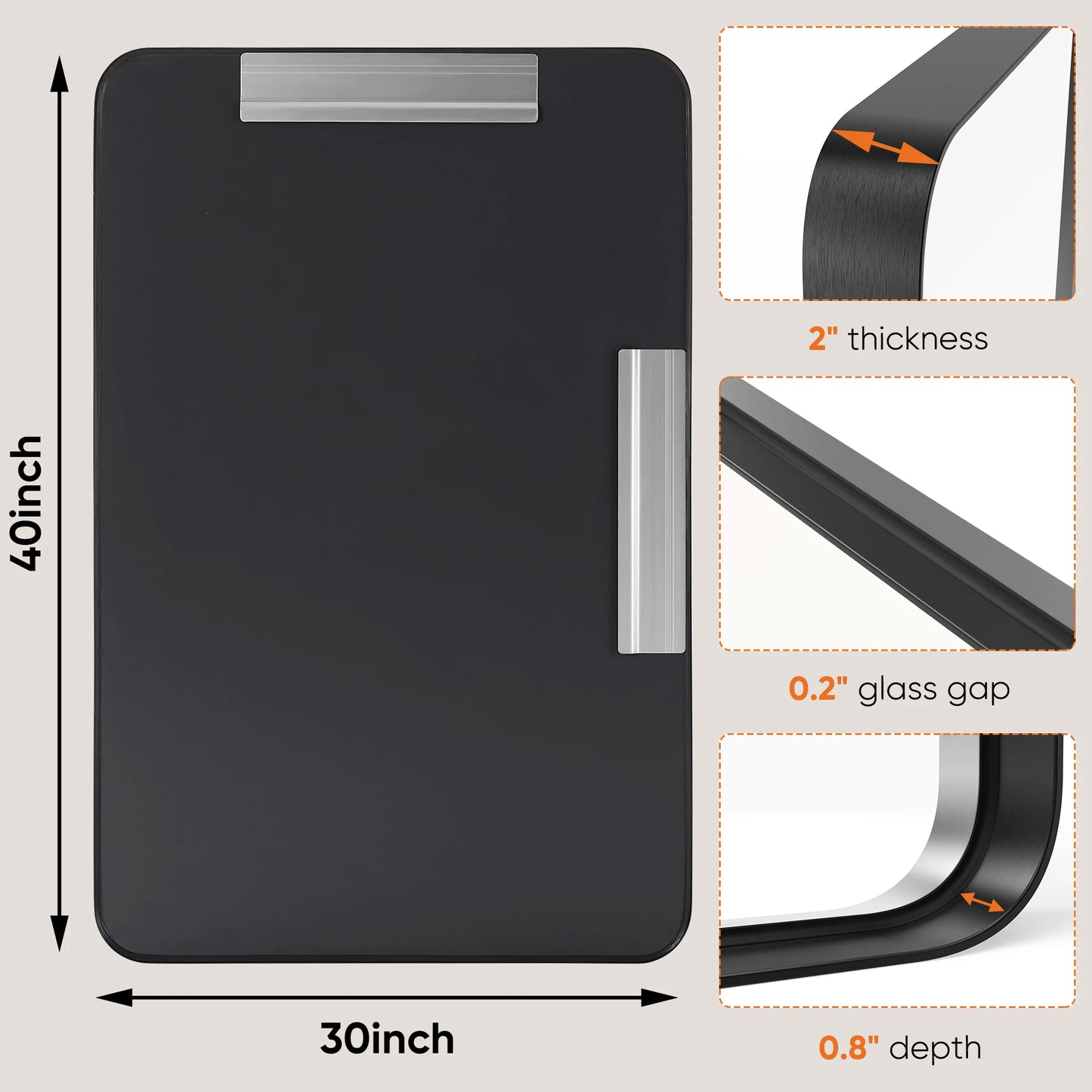 JHK Matte Metal Framed Bathroom Mirror For Vanity Wall Mounted