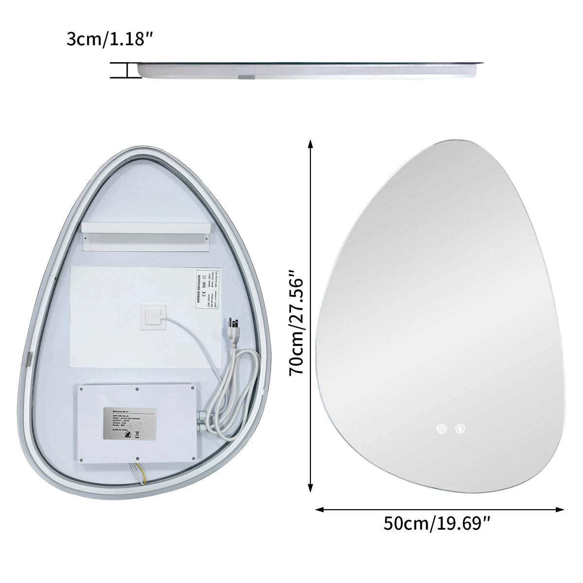 Irregular LED Vanity Mirror With Touch Control And Anti Fog