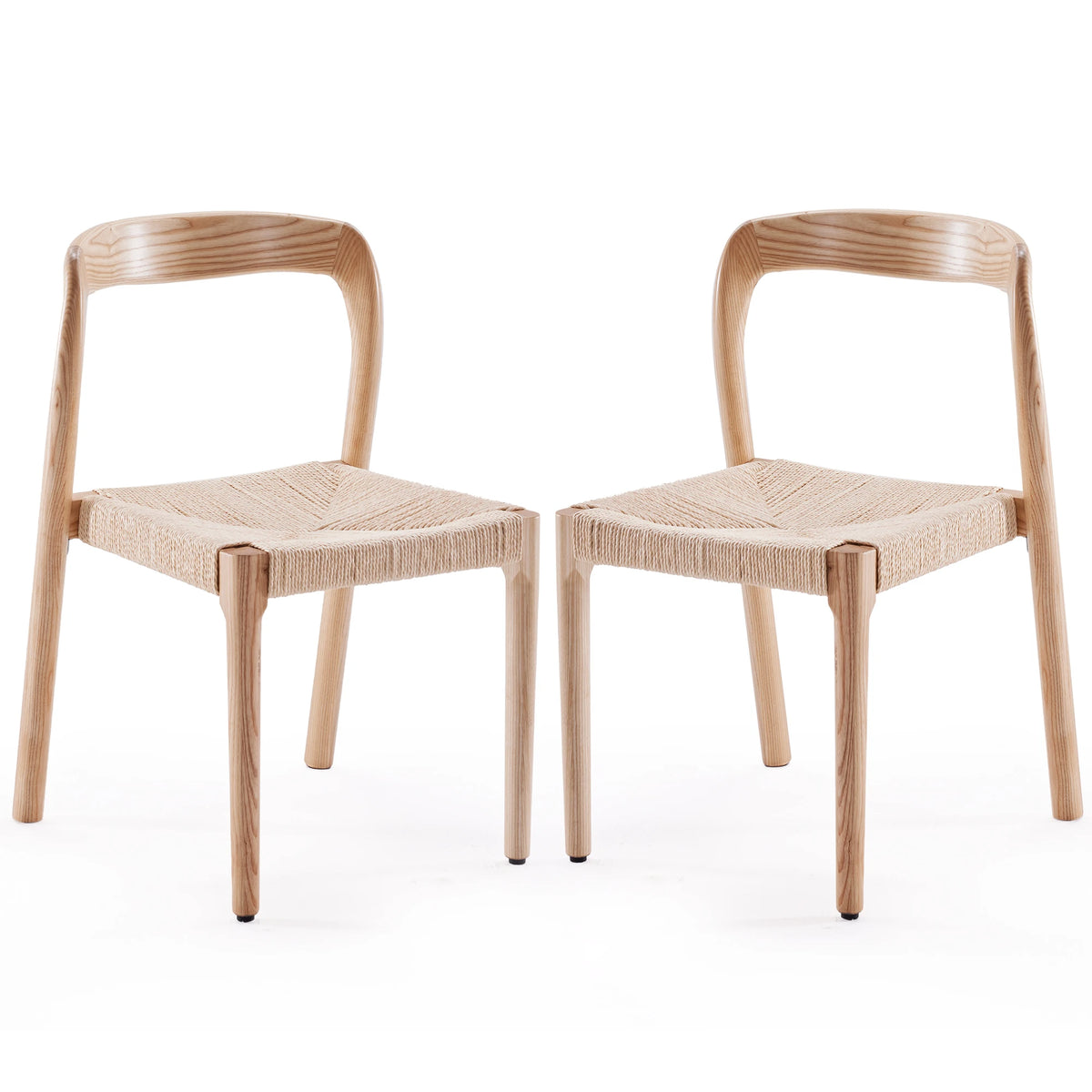 Farini Set of 2 Ash Wood Stackable Dining Chair Mid Century Modern Wooden for Dining Room