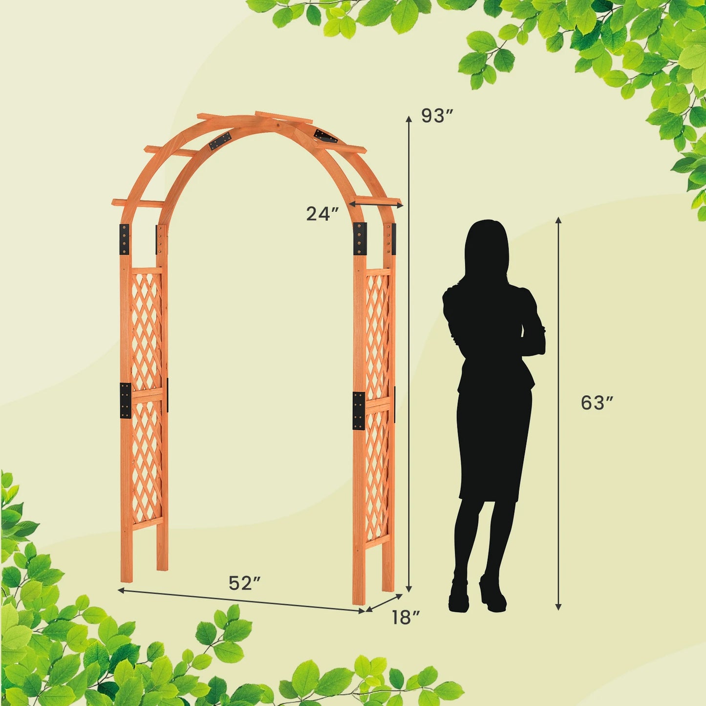 LIFEZEAL Garden Arch Wooden Arbor For Climbing Plants