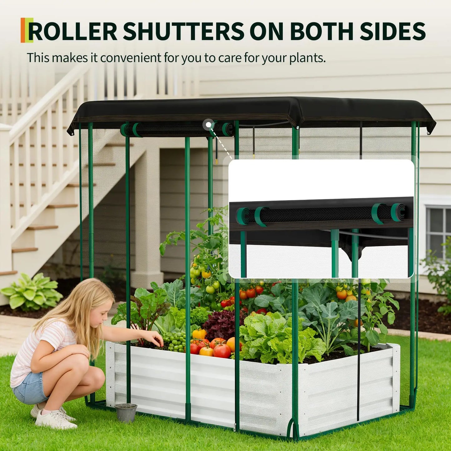 HiMISS 3In1 Raised Garden Bed Galvanized Metal Planter Box