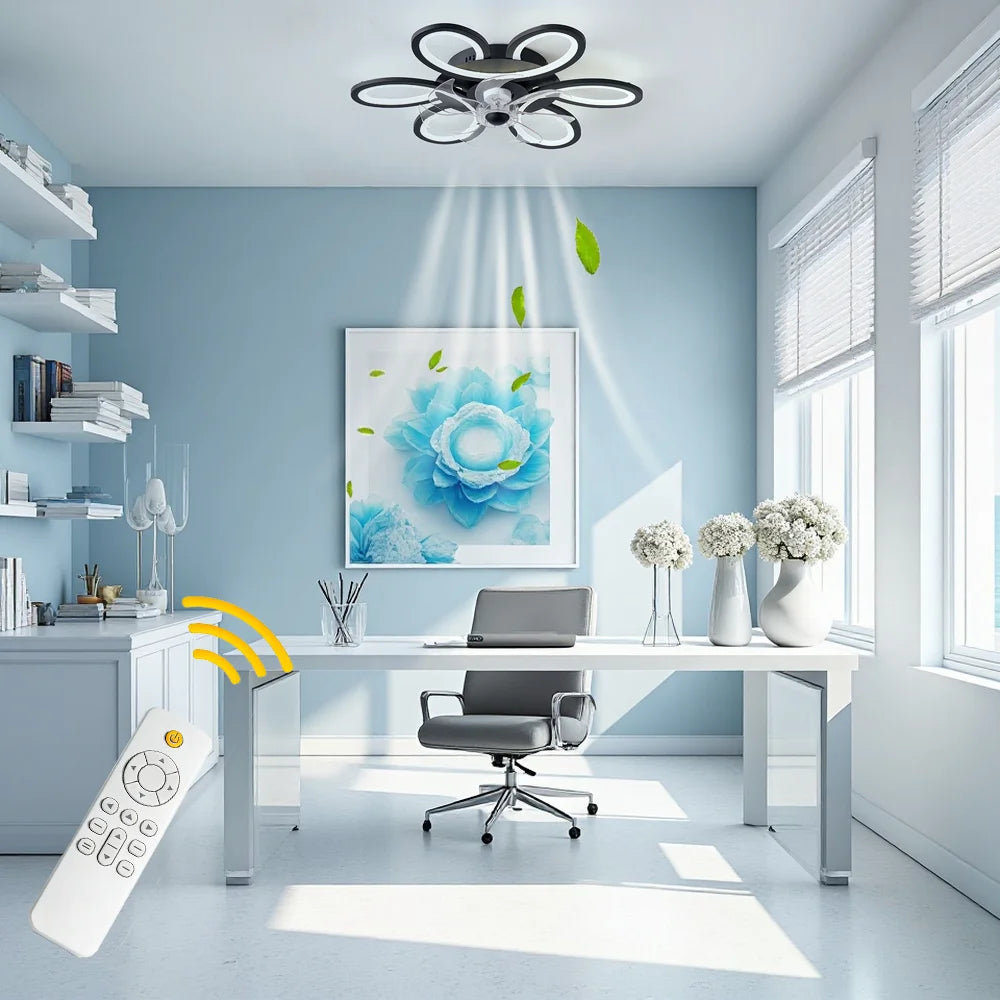 Fan light with a Chinese knot design, featuring stepless dimming, 6 fan speed settings, a timer function, and a reversible motor; ideal for use above a dining table, in a bedroom, or in a study