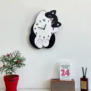 Cartoon Cat Tail Swaying Wall Clock - Silent Non-Ticking Creative Home Decor for Living Room, Bedroom & Kids Room