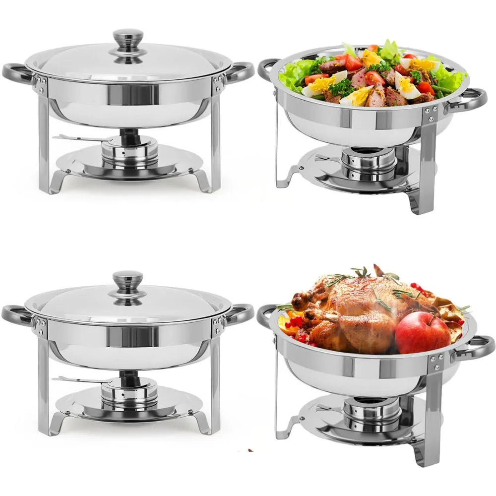 Stainless Steel 5 Qt Round Chafing Dish Set For Catering