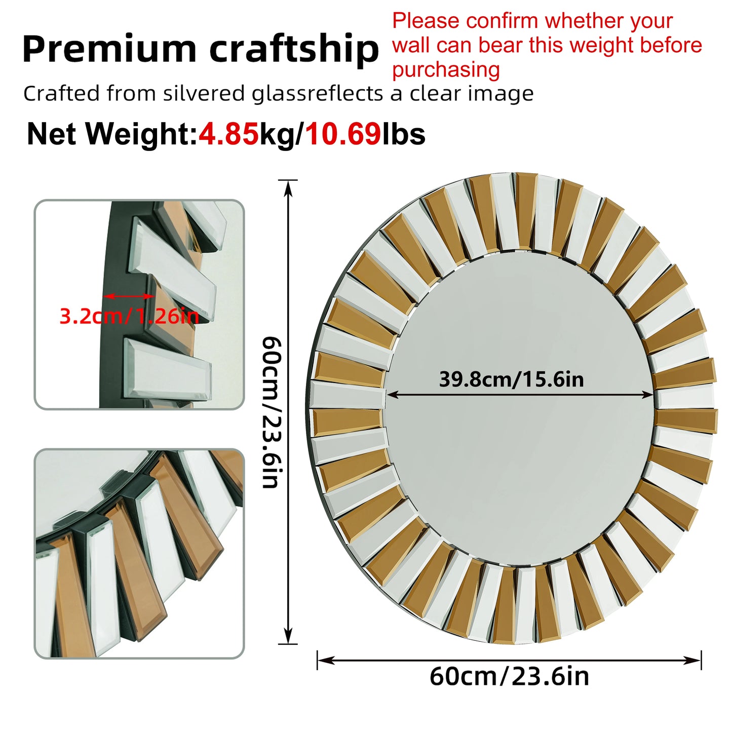 Round Starburst Decorative Wall Mirror