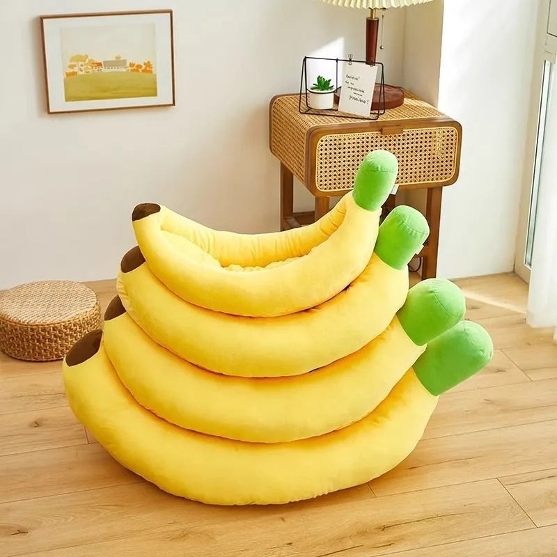 Thickened Banana Dog Nest Winter Warm Sleeping Kitten's Nest Detachable Cleaning Cat Bed Breathable and Comfortable Cat Beds