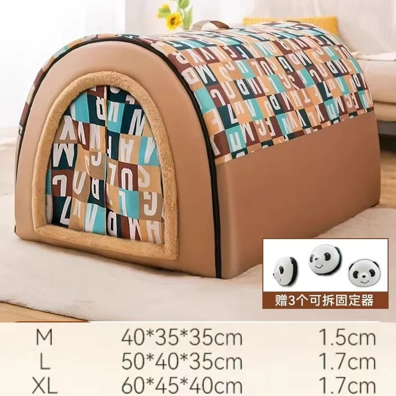 Removable Dog Warm House Washable Pet bed for Large Medium Dogs Travelling Portable Classic Design Pet House Sleeping Bed