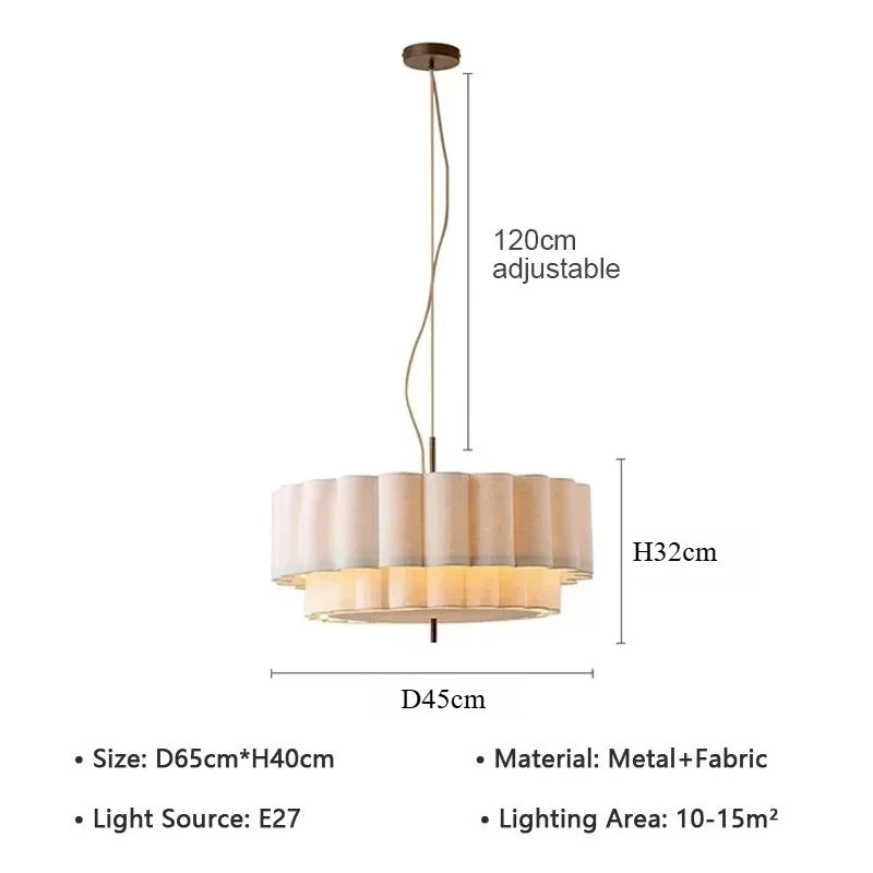 Cloth Pendant Lamps Fabric Skil Hanging Chandelier Light Fixture for Living Dining Room Bedroom Home Decor