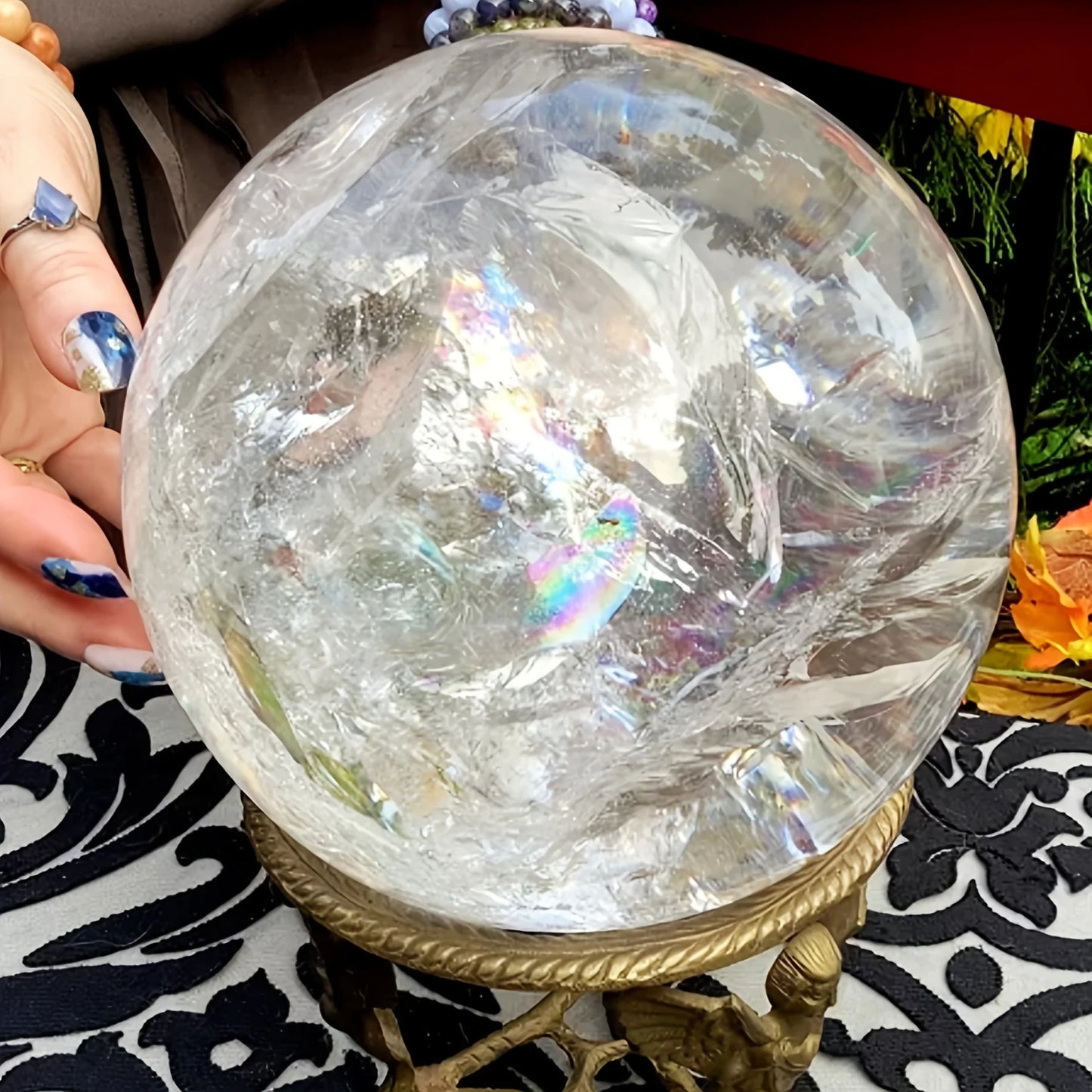 CrystalHola Clear Quartz Crystal Sphere, Elegant Polished Ball