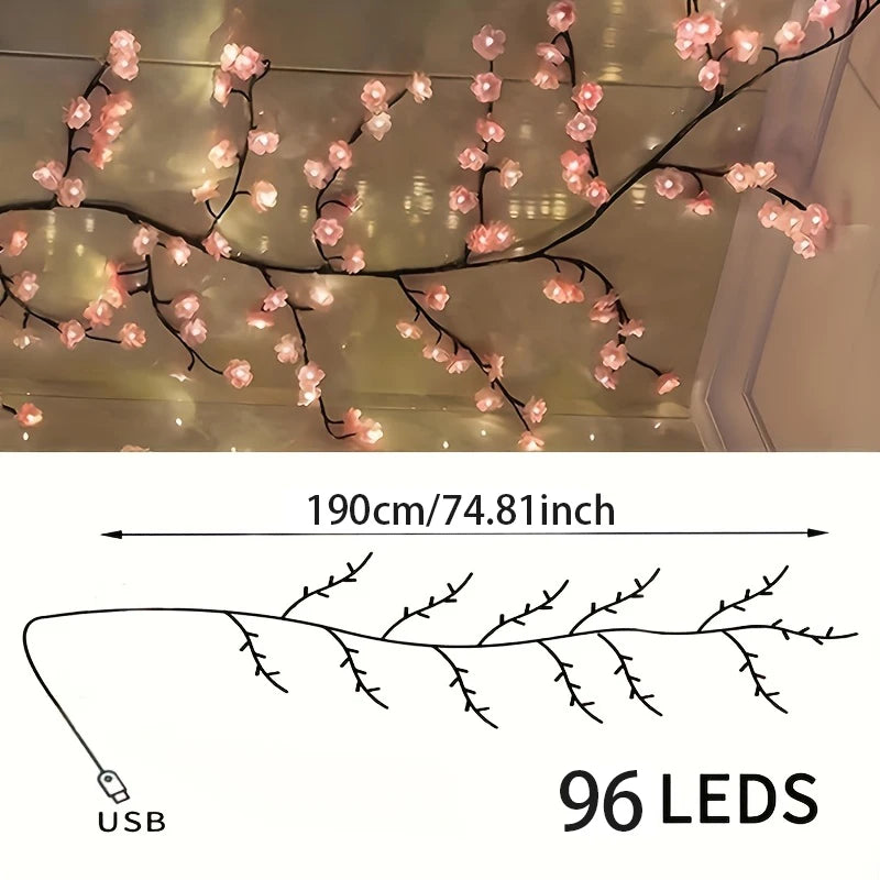 96LED cherry blossom tree light, DIY simulated cherry blossom bedroom decoration light, suitable for parties, restaurants, dance