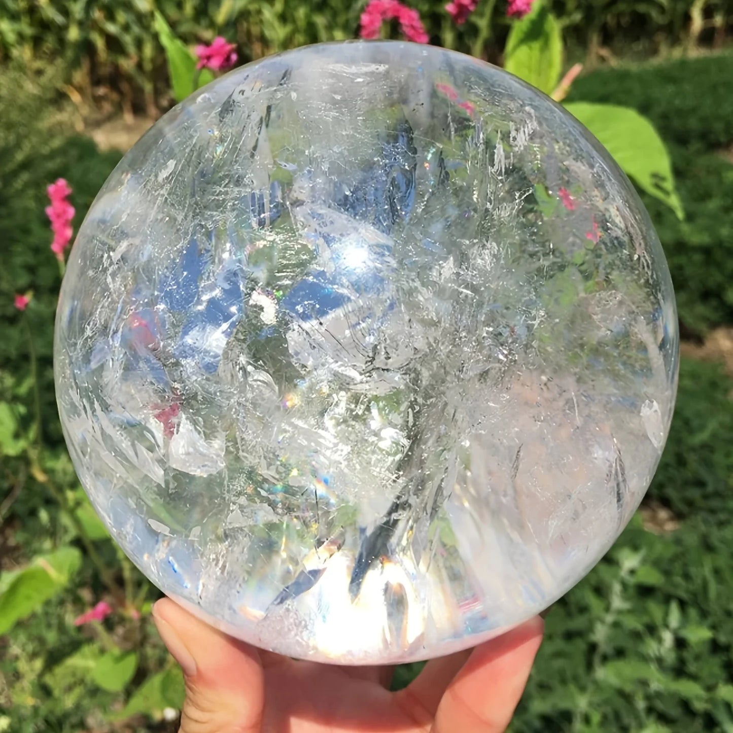 CrystalHola Clear Quartz Crystal Sphere, Elegant Polished Ball