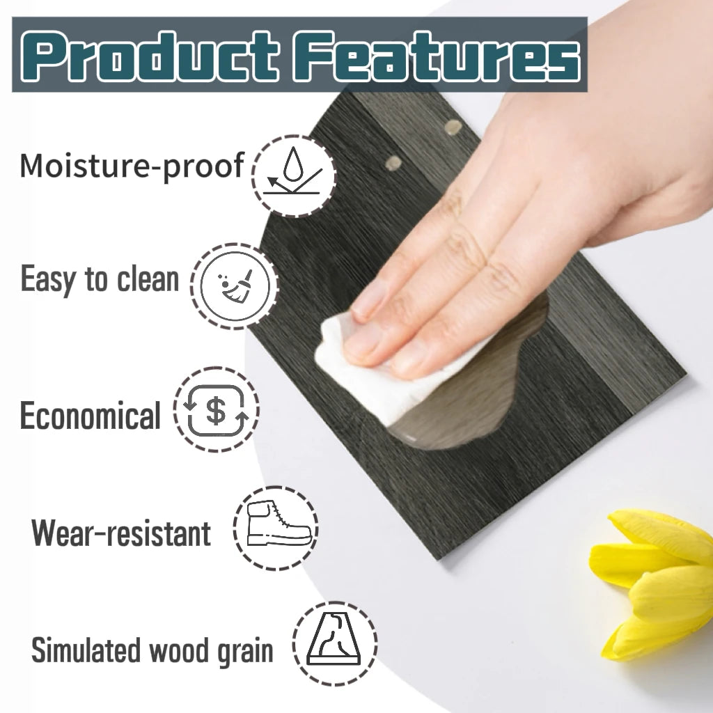 NINETAI 40 pieces of luxury wood-grain vinyl base panels, self-adhesive waterproof peel-off tiles, 17.8 inches x5.9 inches