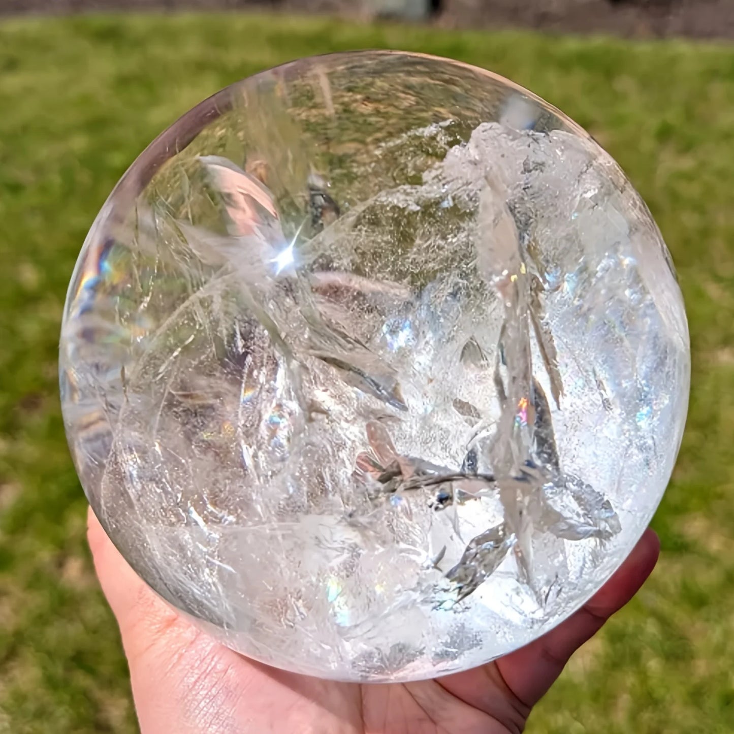 CrystalHola Clear Quartz Crystal Sphere, Elegant Polished Ball