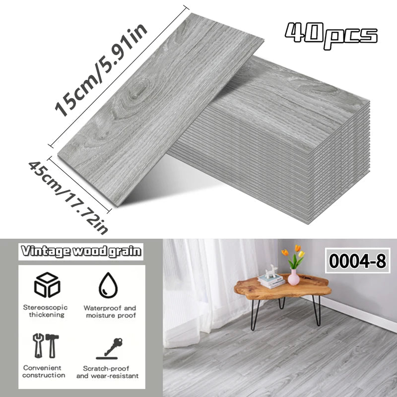 NINETAI 40 pieces of luxury wood-grain vinyl base panels, self-adhesive waterproof peel-off tiles, 17.8 inches x5.9 inches