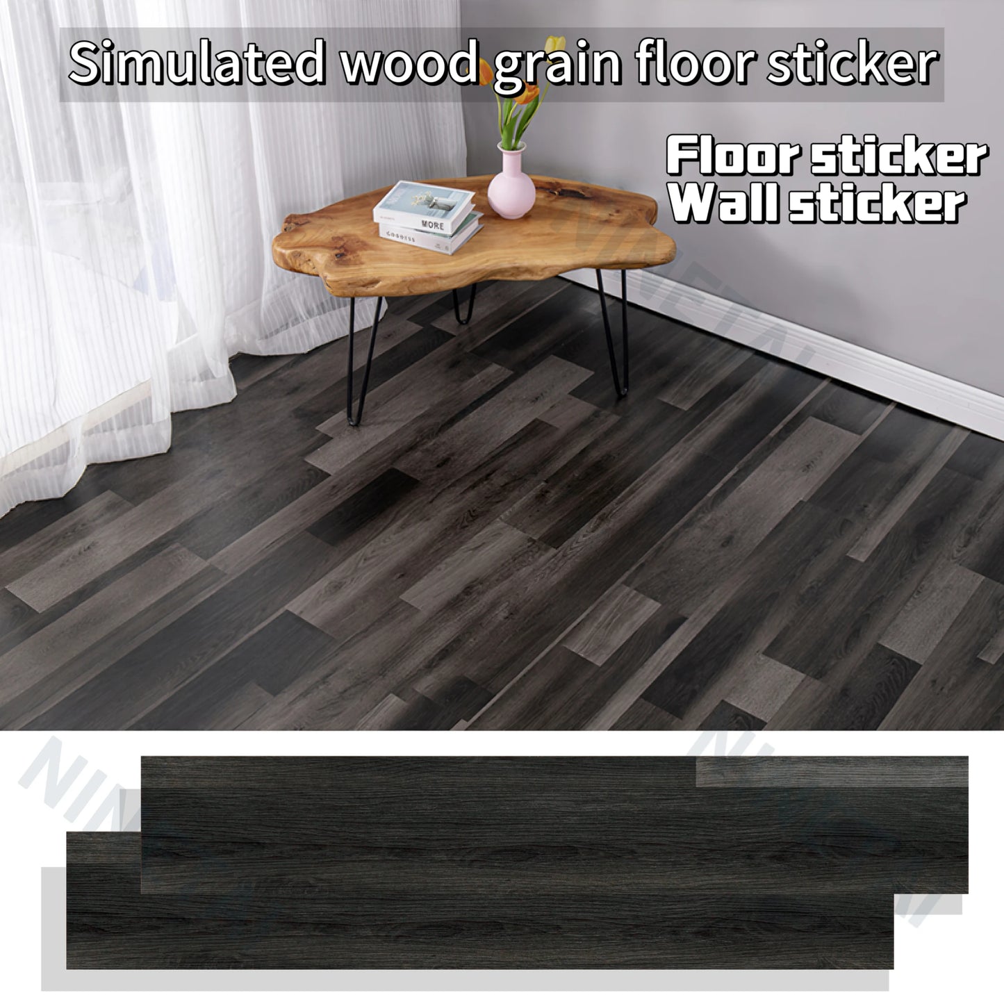 NINETAI 40 pieces of luxury wood-grain vinyl base panels, self-adhesive waterproof peel-off tiles, 17.8 inches x5.9 inches