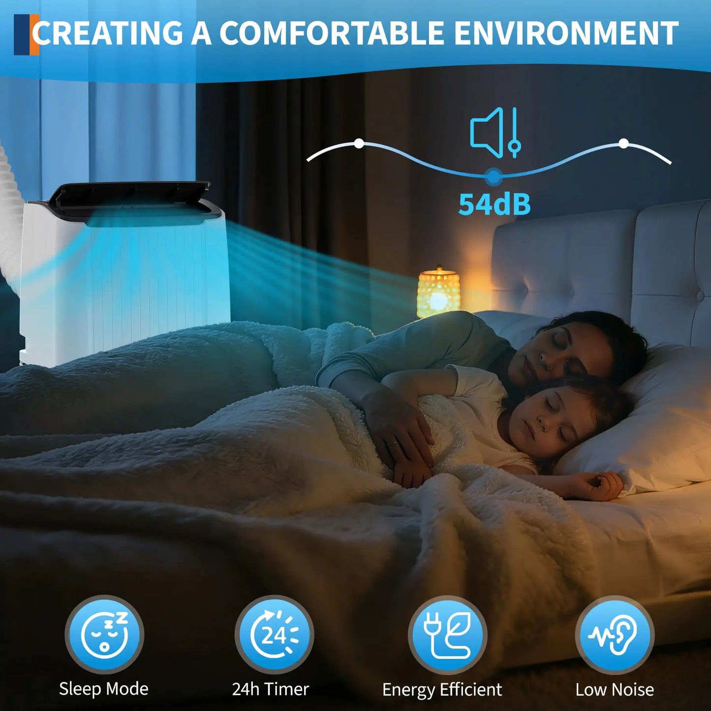 12000 BTU Portable Air Conditioner, Portable AC Unit with Dehumidifier, Fan and Remote Control, Energy Efficient Indoor AC Conditioner for Rooms Up to 550 Sq. ft., White