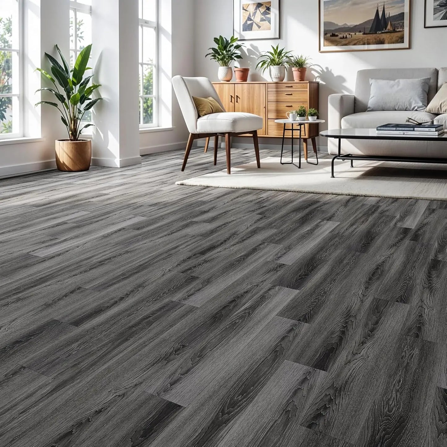 NINETAI 40 pieces of luxury wood-grain vinyl base panels, self-adhesive waterproof peel-off tiles, 17.8 inches x5.9 inches