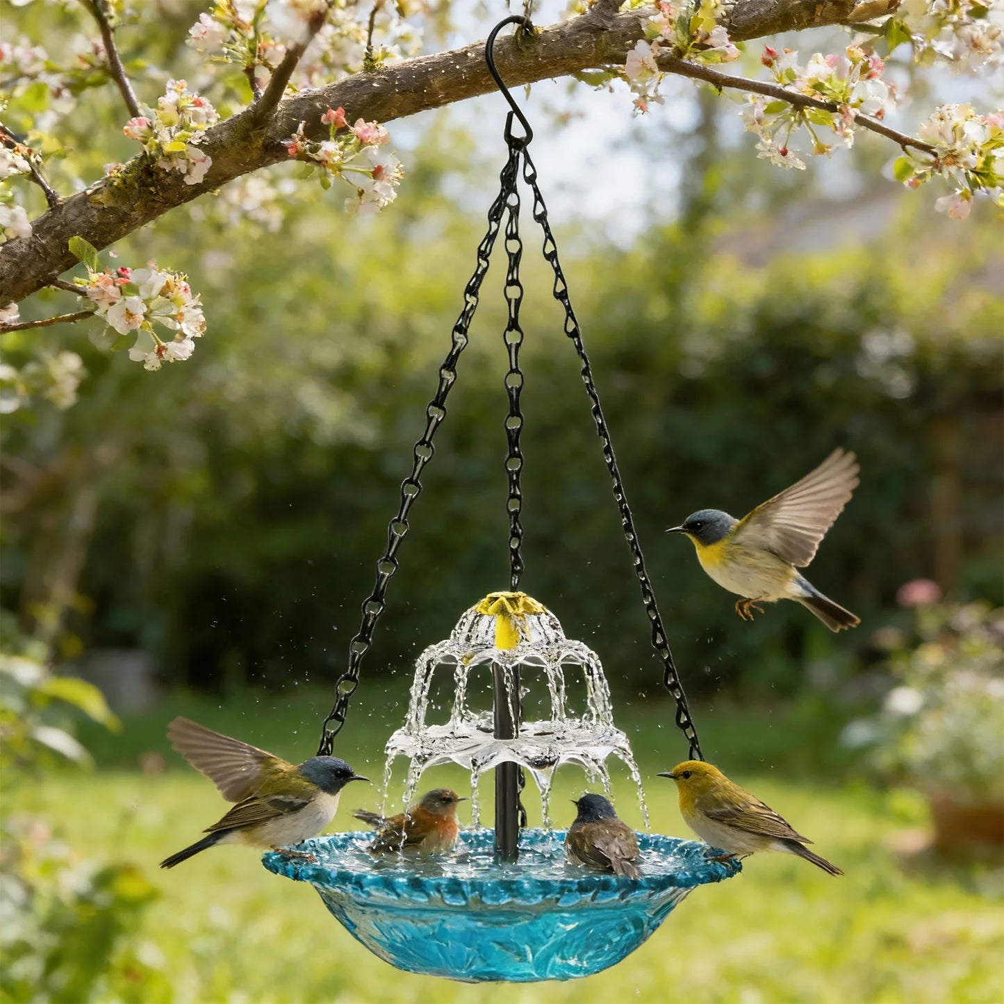 Solar Hanging Bird Bath Fountain for Outdoor Garden Decor