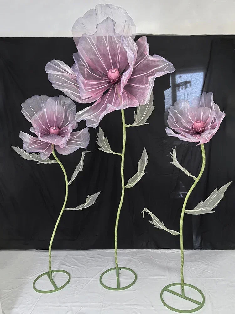 190cm Large Artificial Poppy Flowers Wedding Decor Props Road Lead Flowers Garden Wedding Decoration Window Display Home Decor