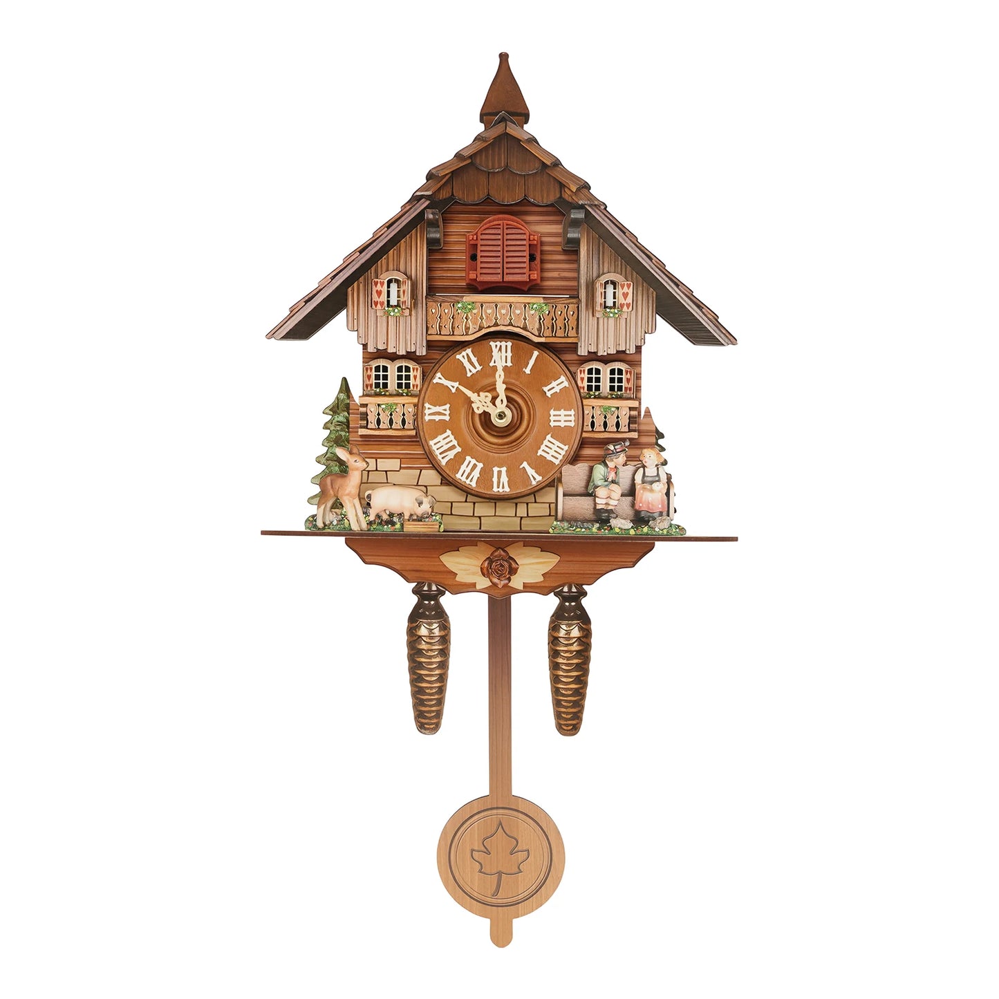 Vintage Cuckoo Wall Clock With Bird Chime
