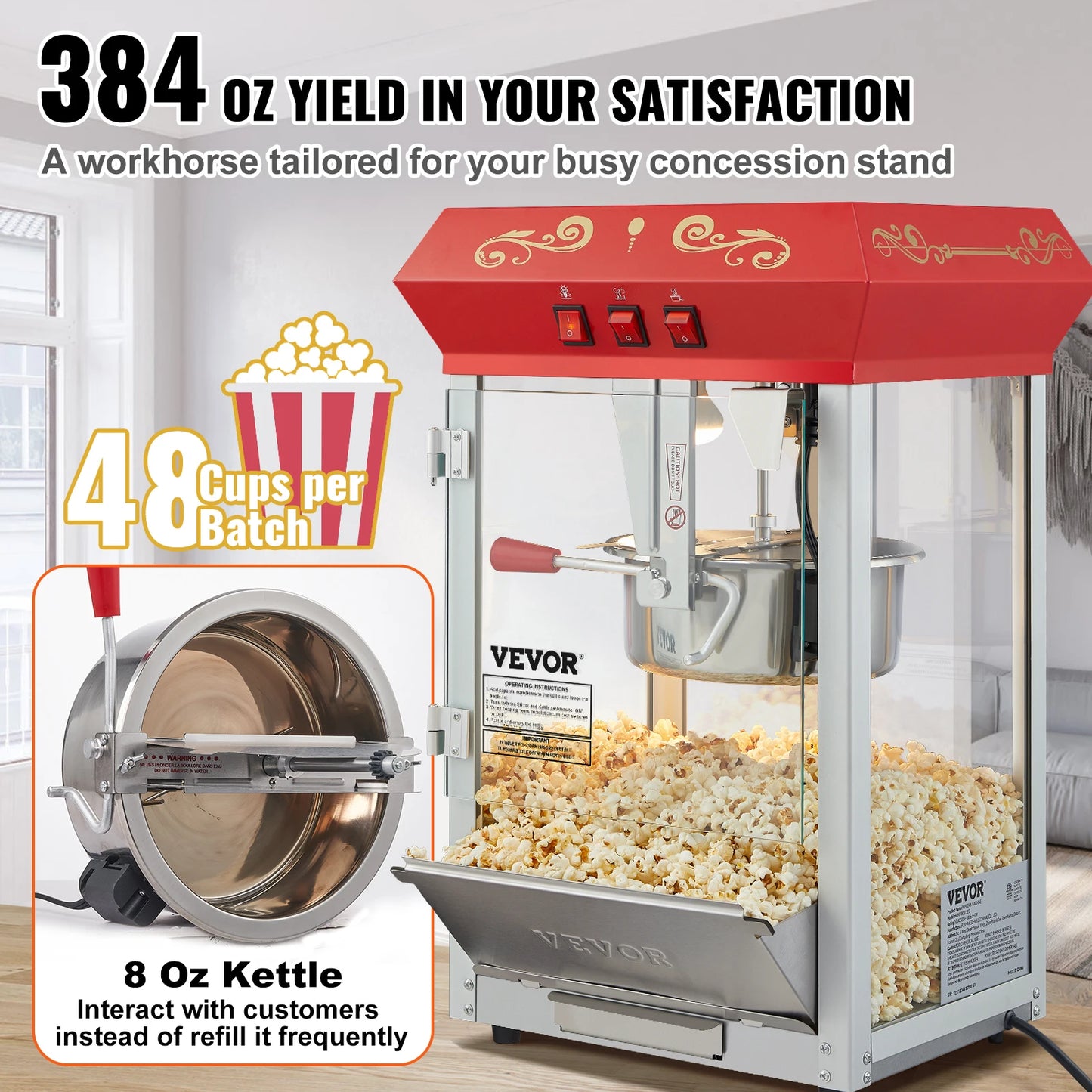SucceBuy Electric Popcorn Maker Commercial Popper Machine