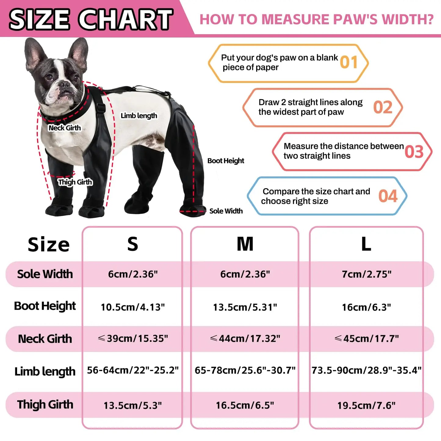 Dog Full-Leg Waterproof Protectors Mud & Stain Resistant Non-Slip Dog Shoes Perfect for Medium & Small Pet Breeds in Rainy Days