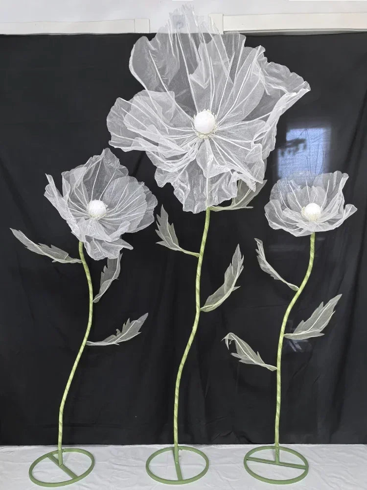 190cm Large Artificial Poppy Flowers Wedding Decor Props Road Lead Flowers Garden Wedding Decoration Window Display Home Decor