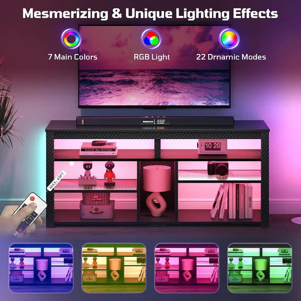 Modern LED TV Stand With Storage And Entertainment Center