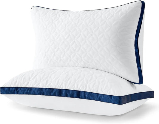 Bed Pillows Standard/King Size Set of 2, Fluffy Pillows for Back, Stomach or Side Sleepers, Luxury Hotel Quality, White
