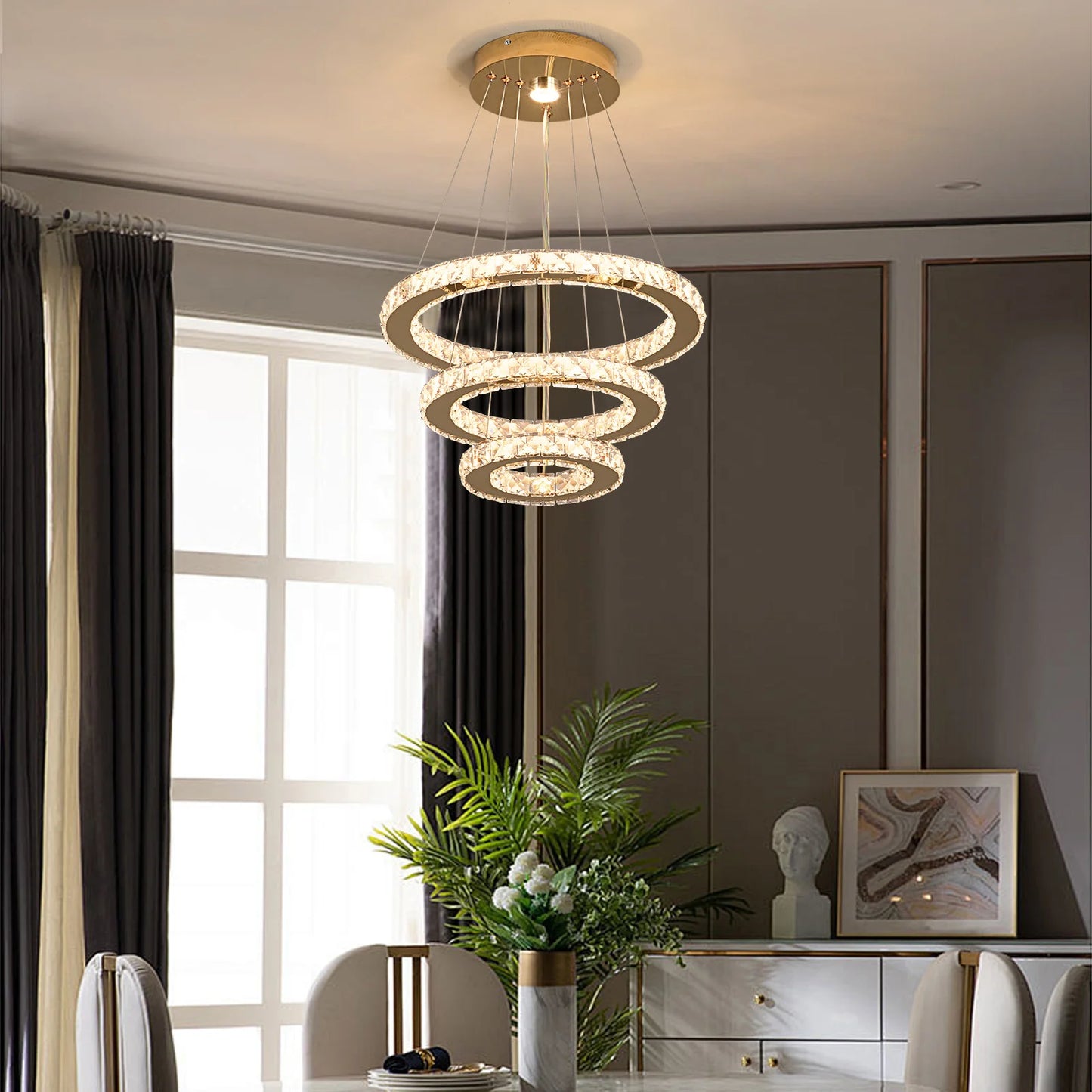 French luxury crystal chandeliers Hall living room Led ceiling lamp pendant ceiling light Room Kitchen Dining table decoration ﻿