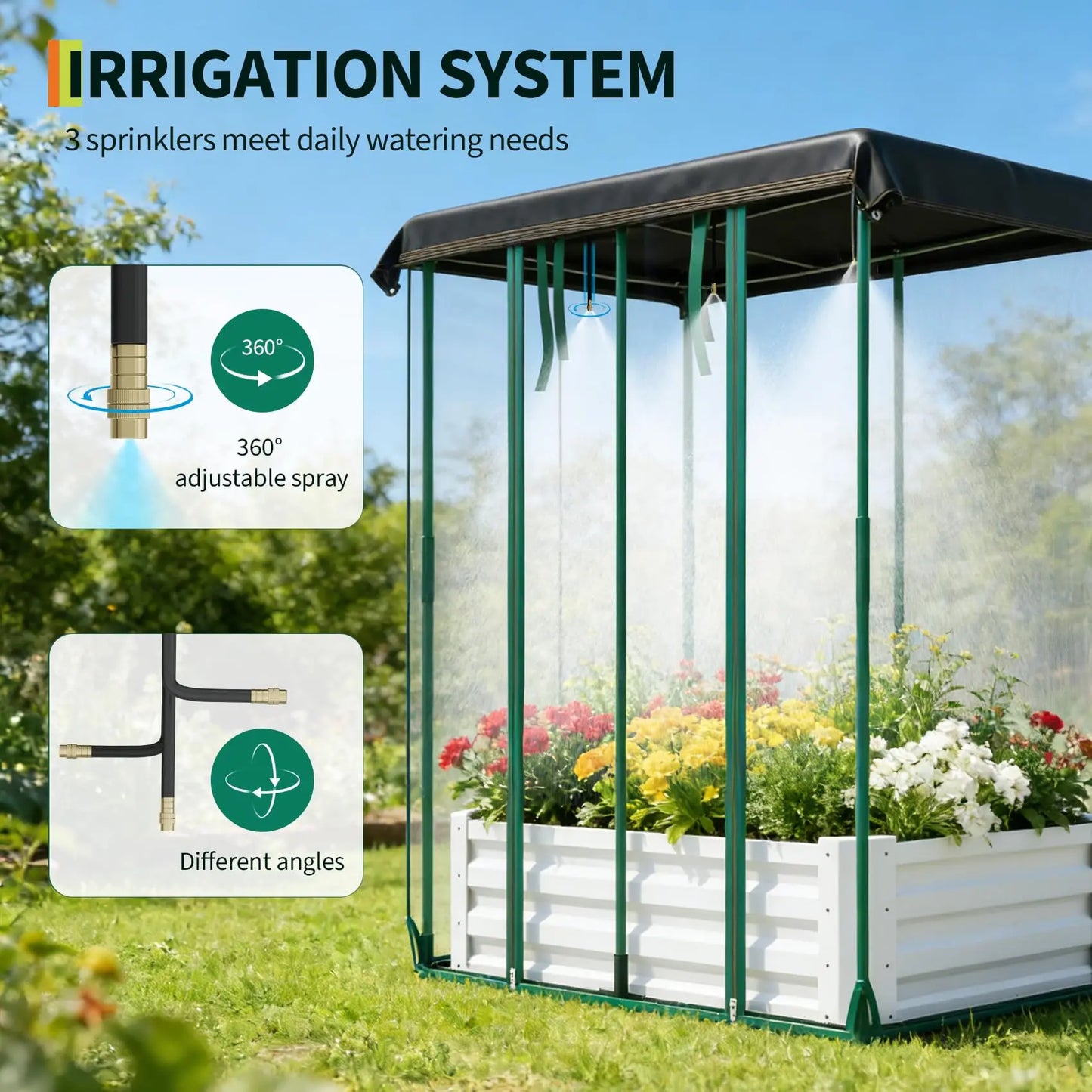 HiMISS 3In1 Raised Garden Bed Galvanized Metal Planter Box