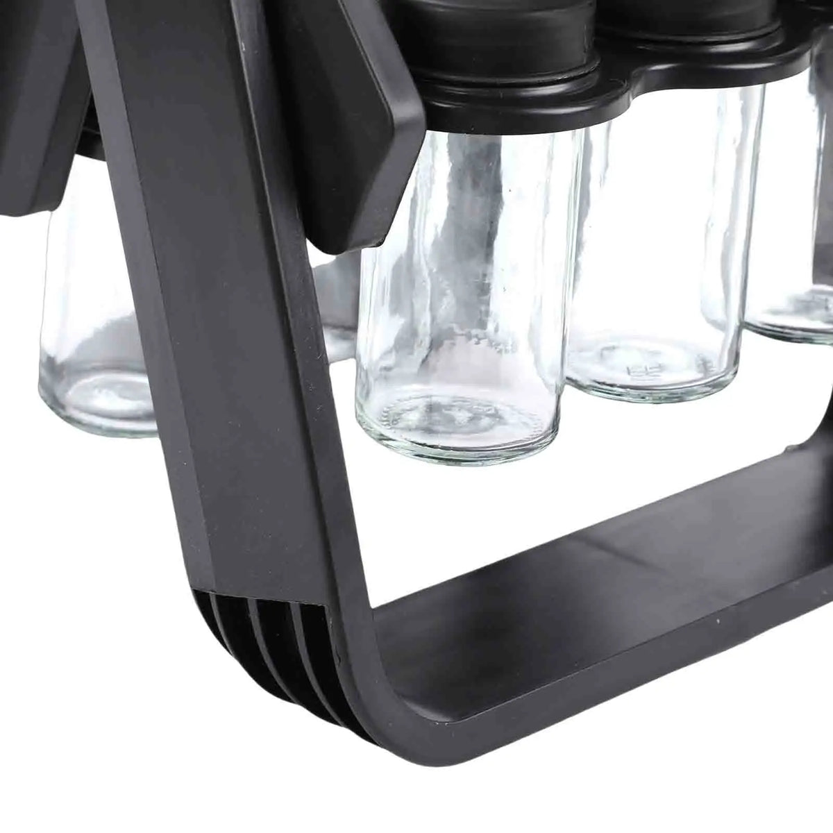 Rotating Glass Spice Rack Organizer With Labels And Funnel