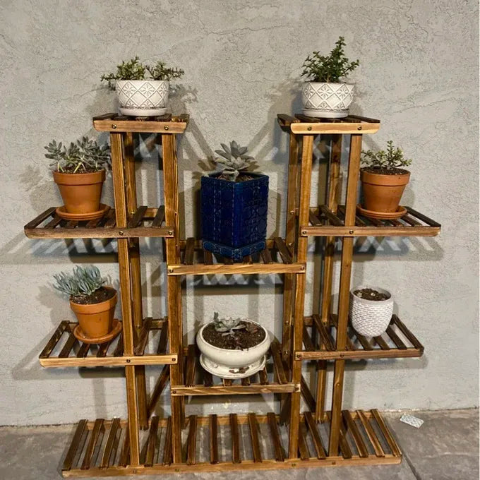Wisfor Wooden Plant Shelf And Flower Pot Stand Indoor Outdoor