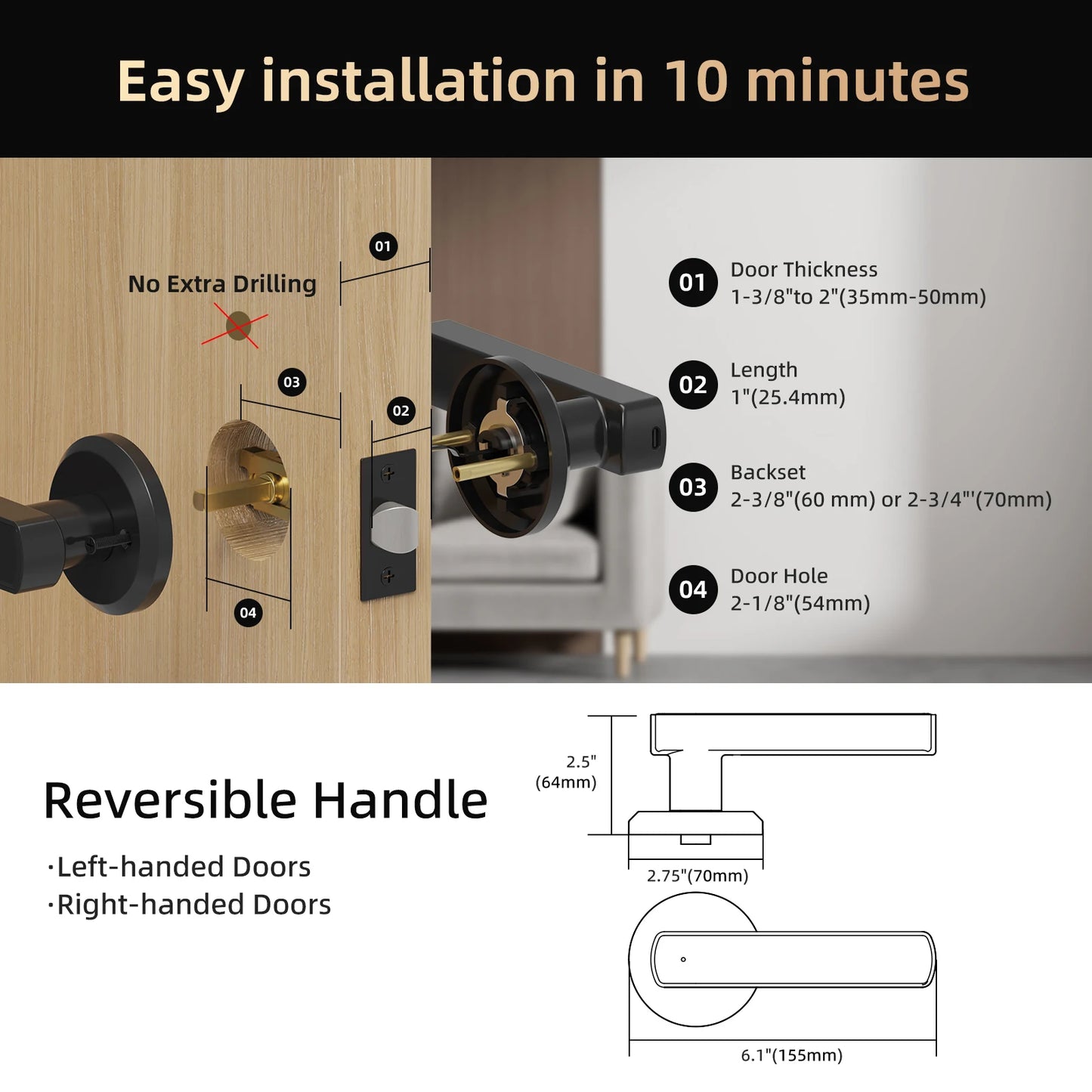 Viladepot Bluetooth Smart Door Lock With Fingerprint Keypad