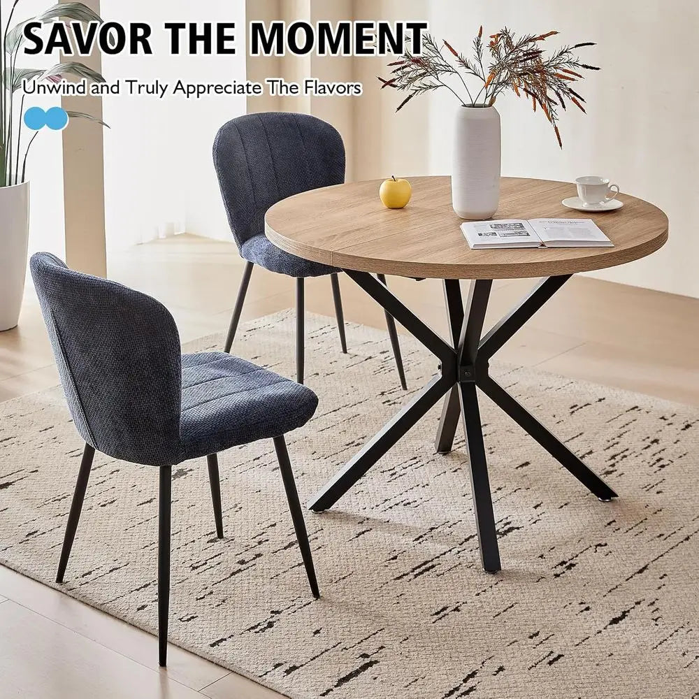 39" Round Dining Table Set or 4, Century Kitchen Table with 4 Upholstered Accent Dining Chairs or Aparent Living Room Space Savi