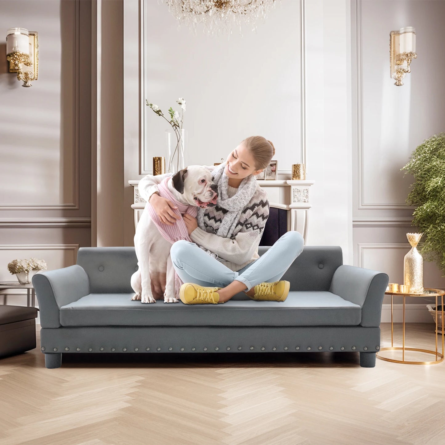 BINGOPAW Durable Elevated Rectangle Dog Bed Sofa For Pets