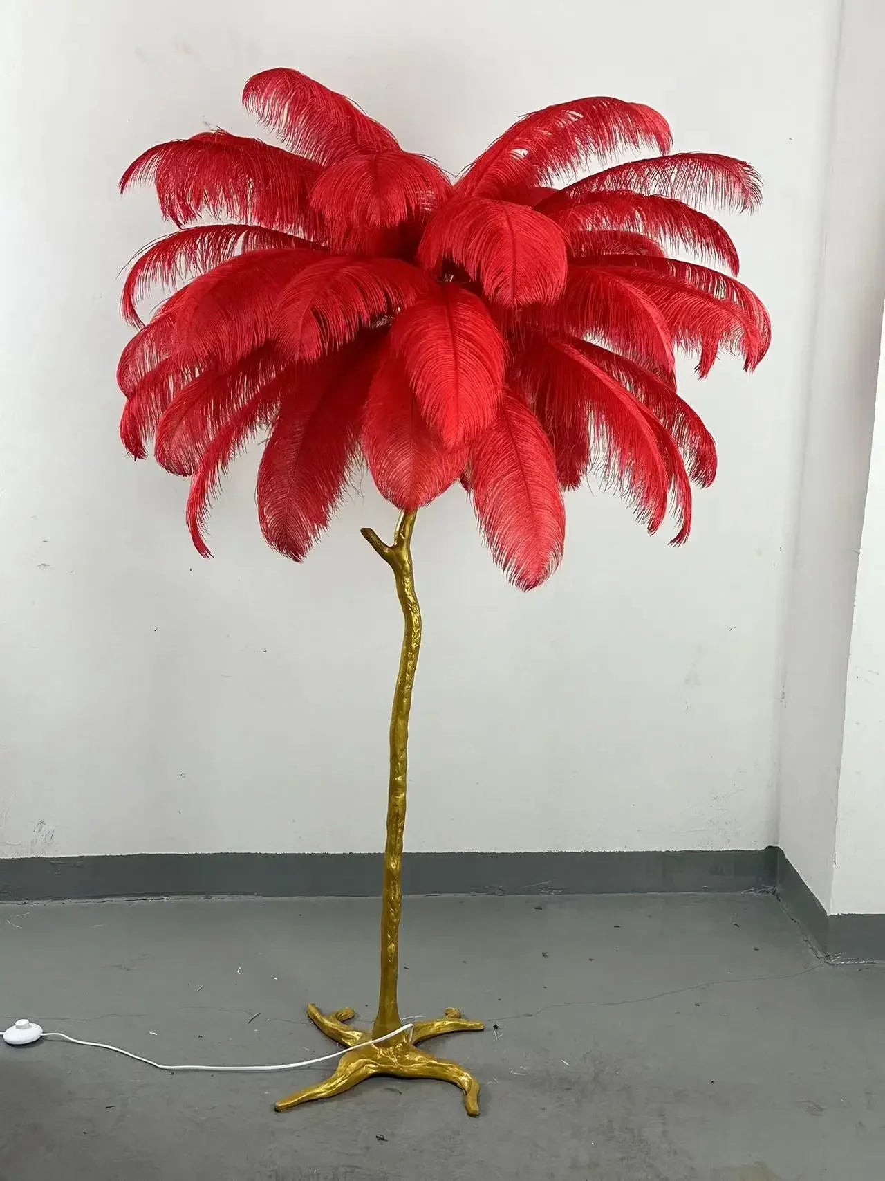 Luxury Modern White Pink Ostrich Feather Floor Lamp Home Corridor Party Stage Romantic Road Decoration E27 Light Bulb Fixture