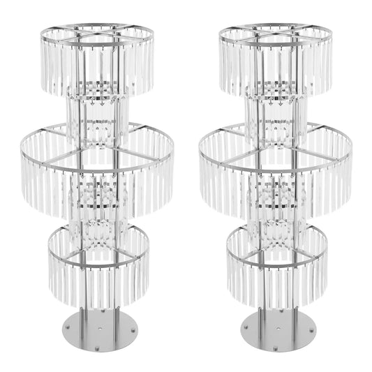 [Christmas]5-Tier Crystal Vase for Table Centerpiece,2Pcs 43.3" Tall Large Wedding Decor Flower Stand,Metal Chandelier Stand White