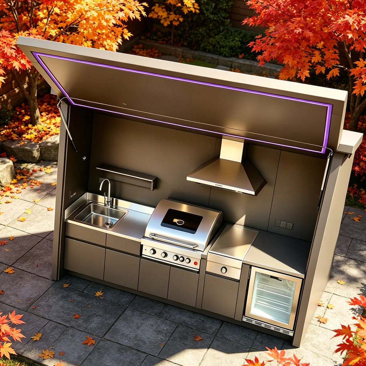 Modular 304 Stainless Steel Outdoor Kitchen Cabinet With Pot Cover