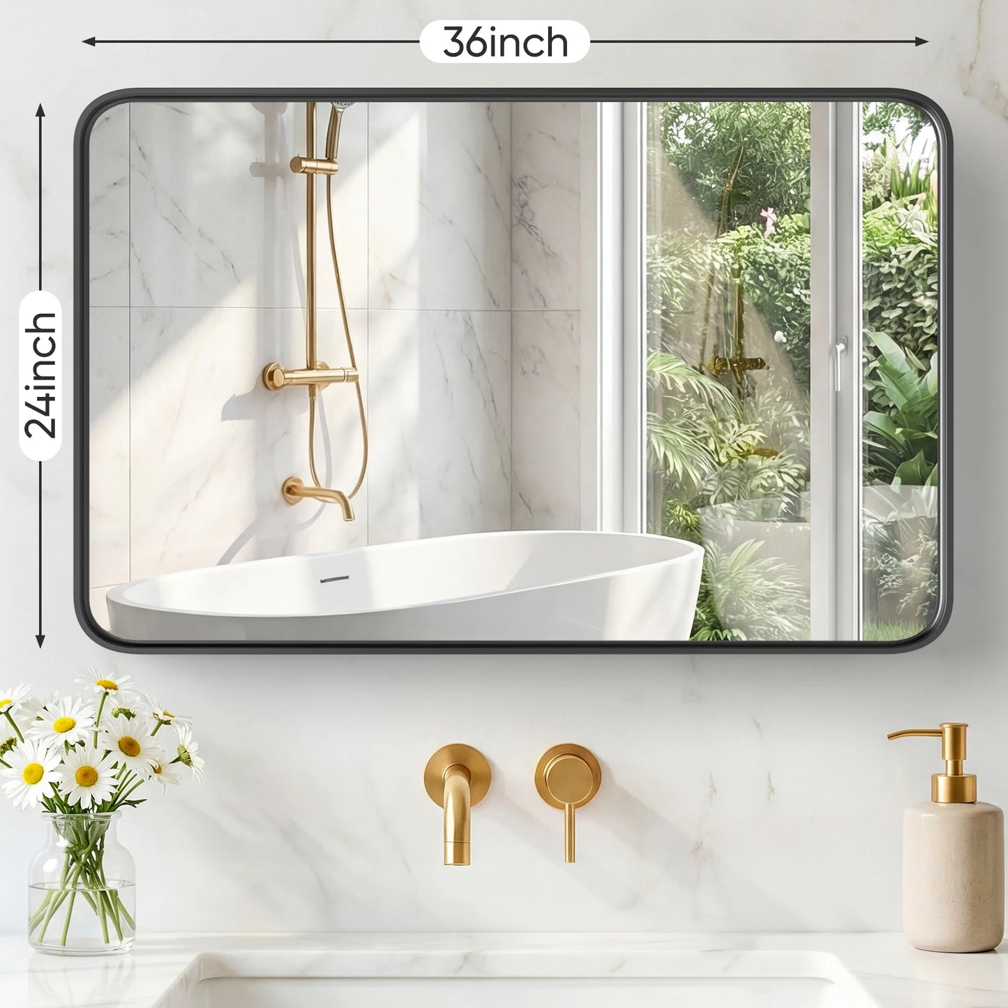 MCQ Matte Framed Wall Mirror For Modern Bathroom Vanity