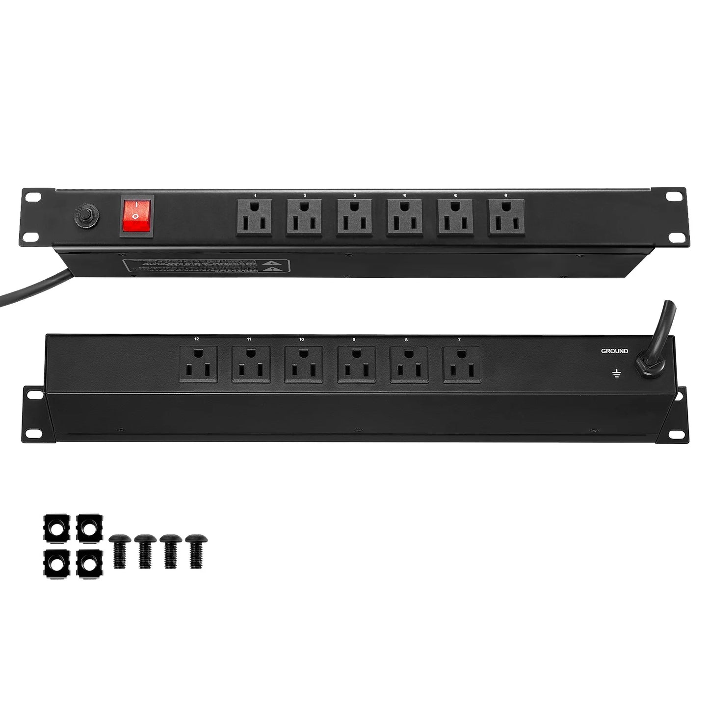 SucceBuy 1U PDU 8/10/12 Outlets 110-125V/15A Rack Mount Power Strip Fits Standard 19 Server Racks Ideal for Home and Office