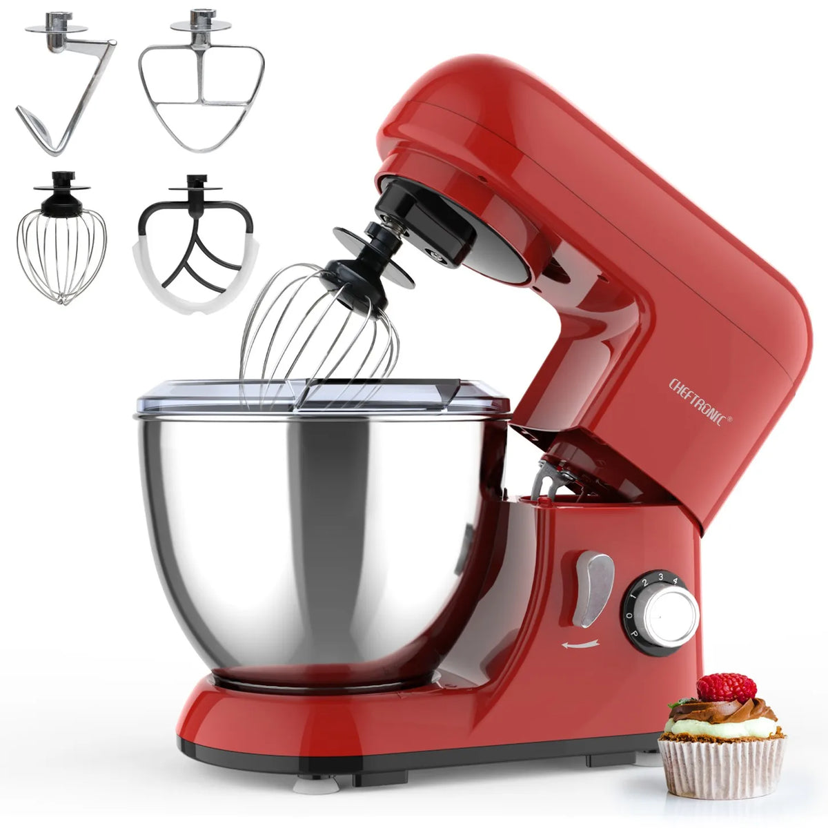 US Plug 1pc Stand Mixer, 4.5 Qt Tilt-Head Electric Household Stand Mixer - 500W 6+P Speed,Food Beater And Butter Beater