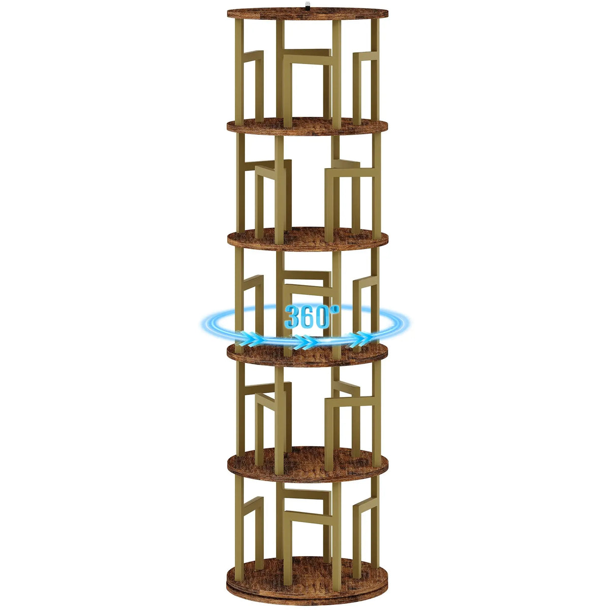 HiMISS 5 Tier Rotating Bookshelf Modern Corner Storage Tower