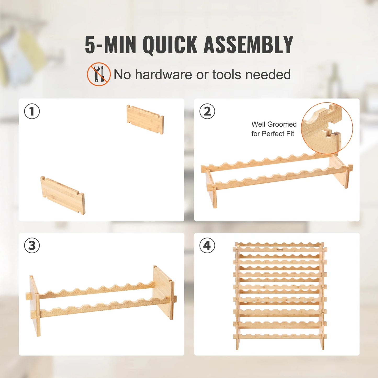 SucceBuy Bamboo Wine Rack Stackable Display