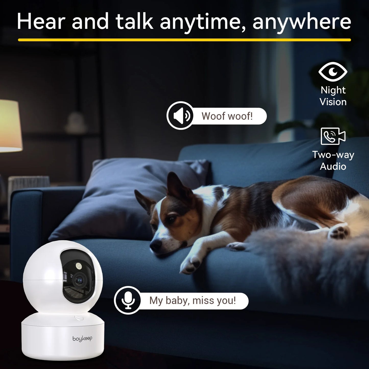 BoyKeep 2 Pack Pet Surveillance Camera With Night Vision