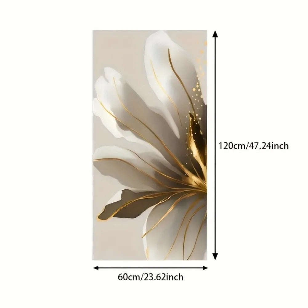 1.5 inch thick pine solid wood frame, modern abstract gold lily canvas art, living room, bedroom, hallway wall decoration