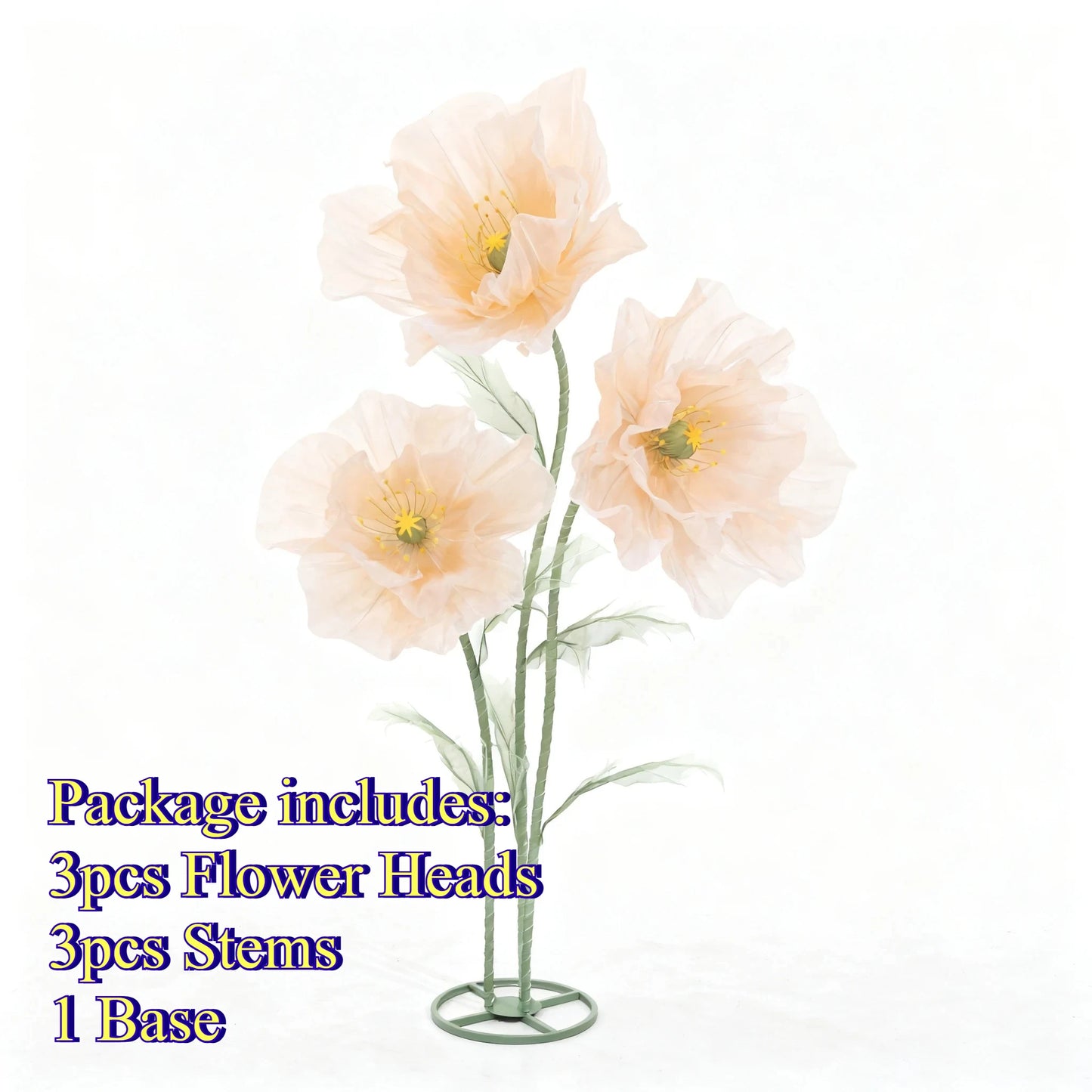 Waterproof Giant Silk Decorative Poppy Big Artificial Flowers Wedding Road Lead Flower Backdrop Decoration With Stand Home Decor